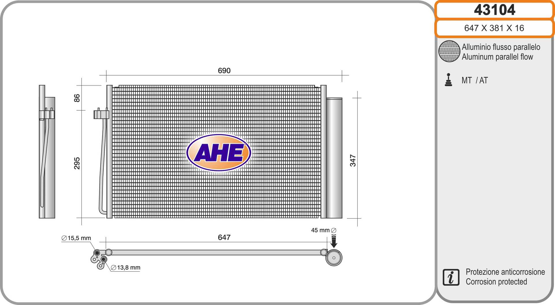 AHE 43104 Condensatore,...