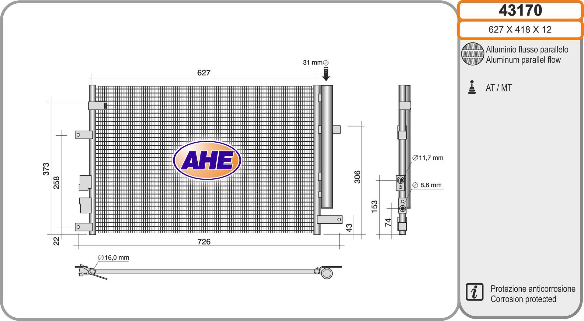 AHE 43170 Condensatore,...