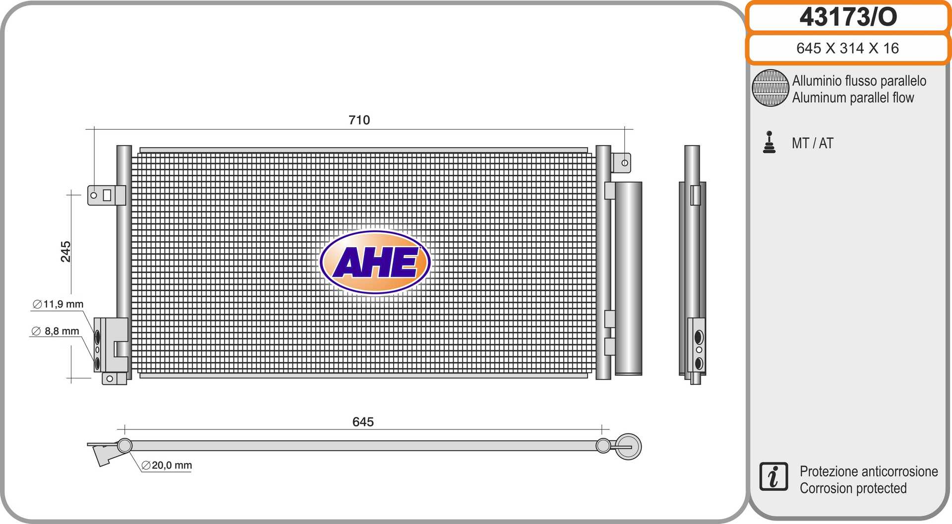 AHE 43173/O Condensatore,...