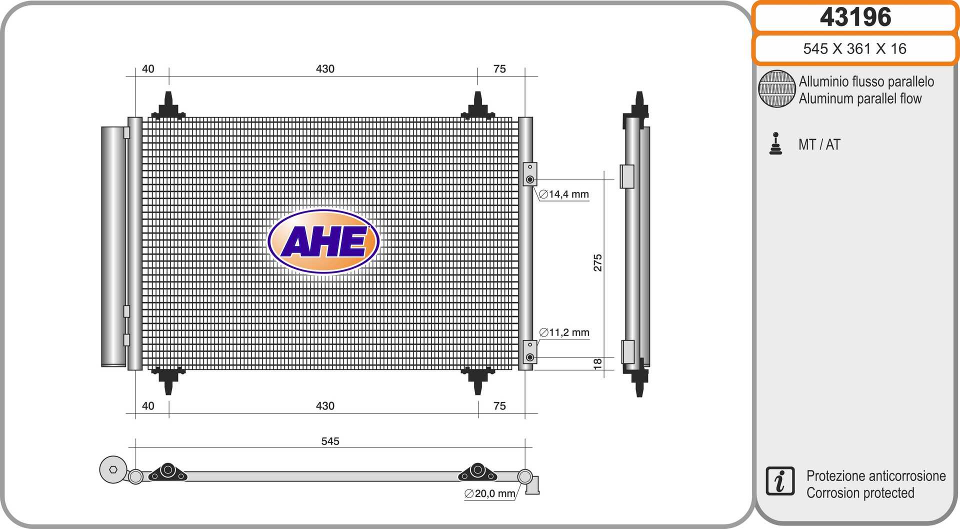 AHE 43196 Condensatore,...
