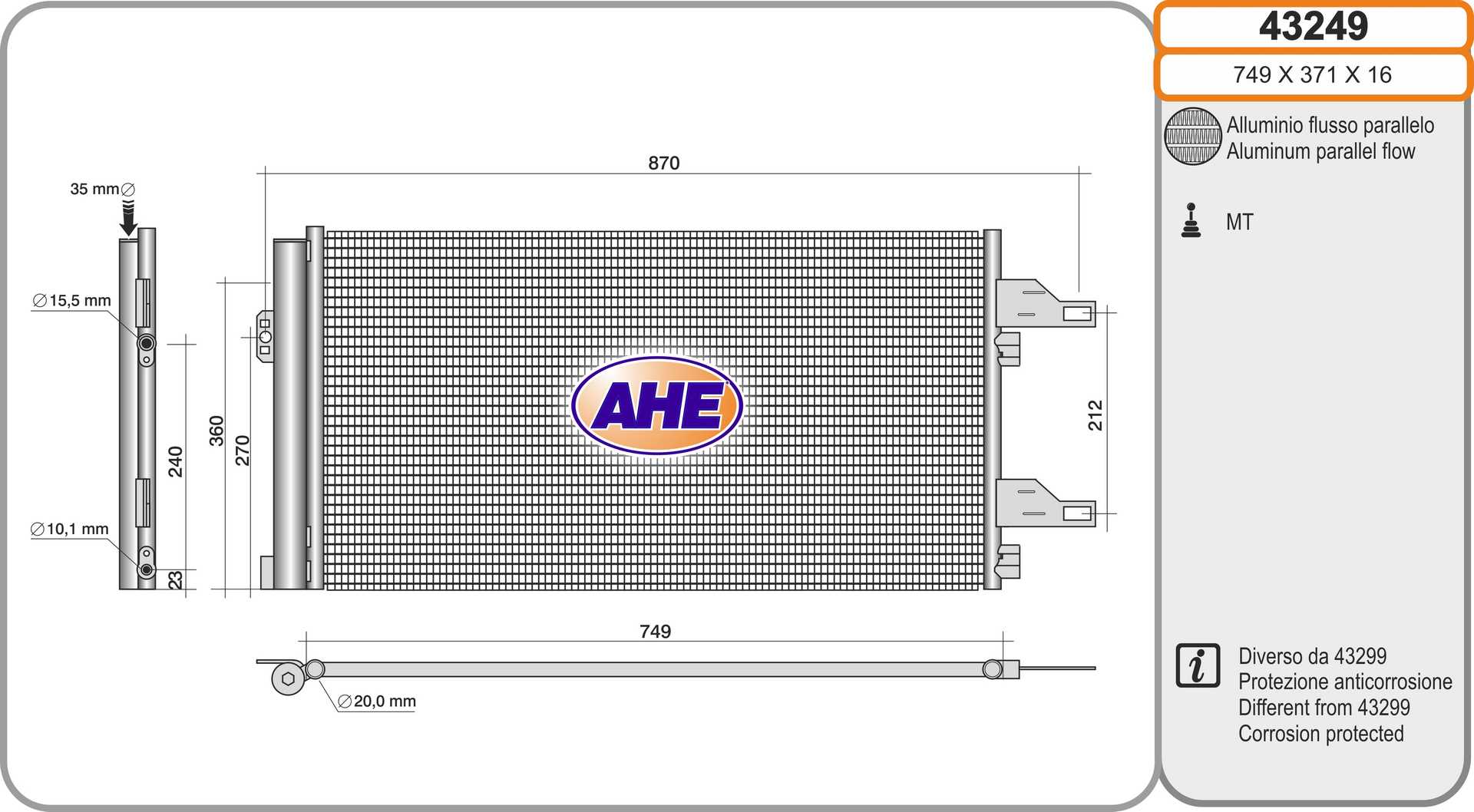 AHE 43249 Condensatore,...