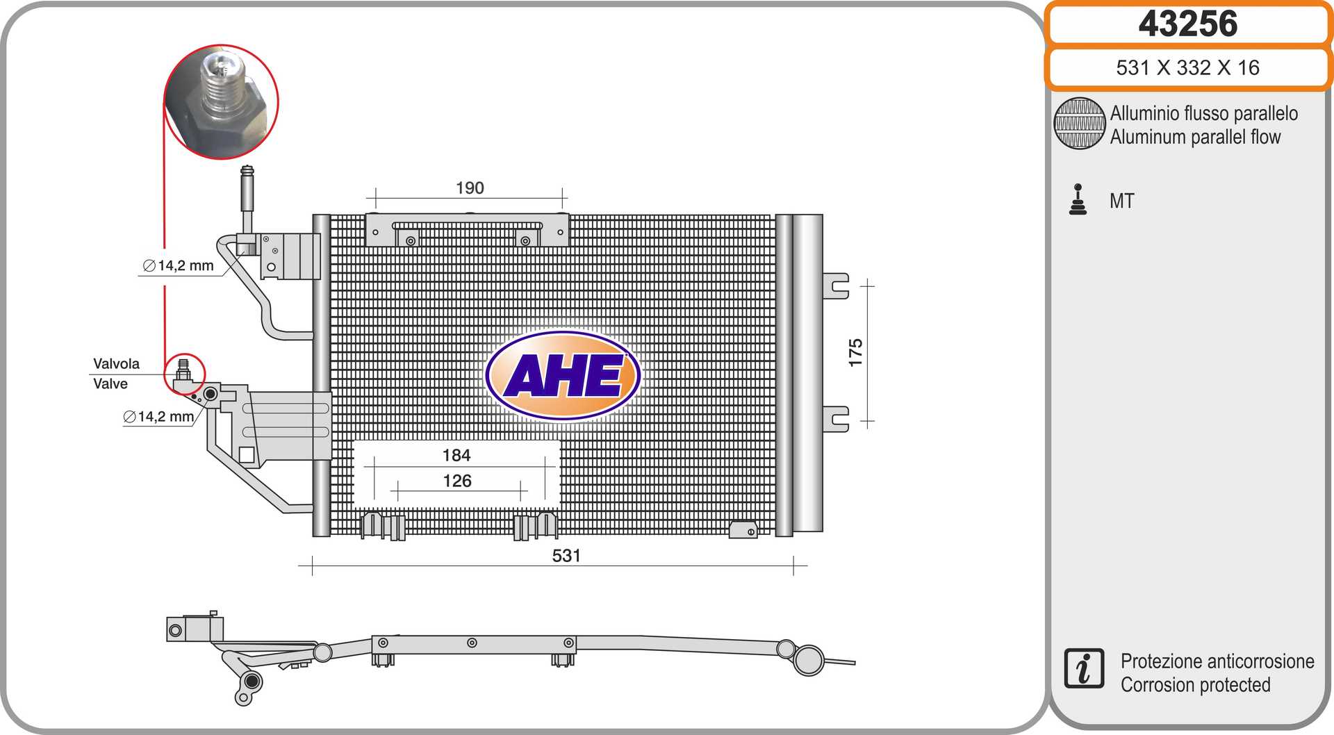 AHE 43256 Condensatore,...