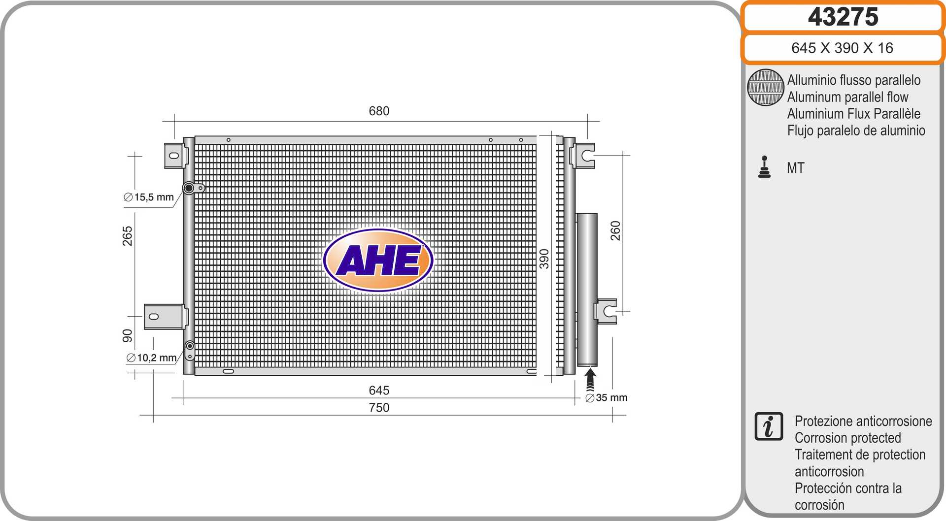 AHE 43275 Condensatore,...