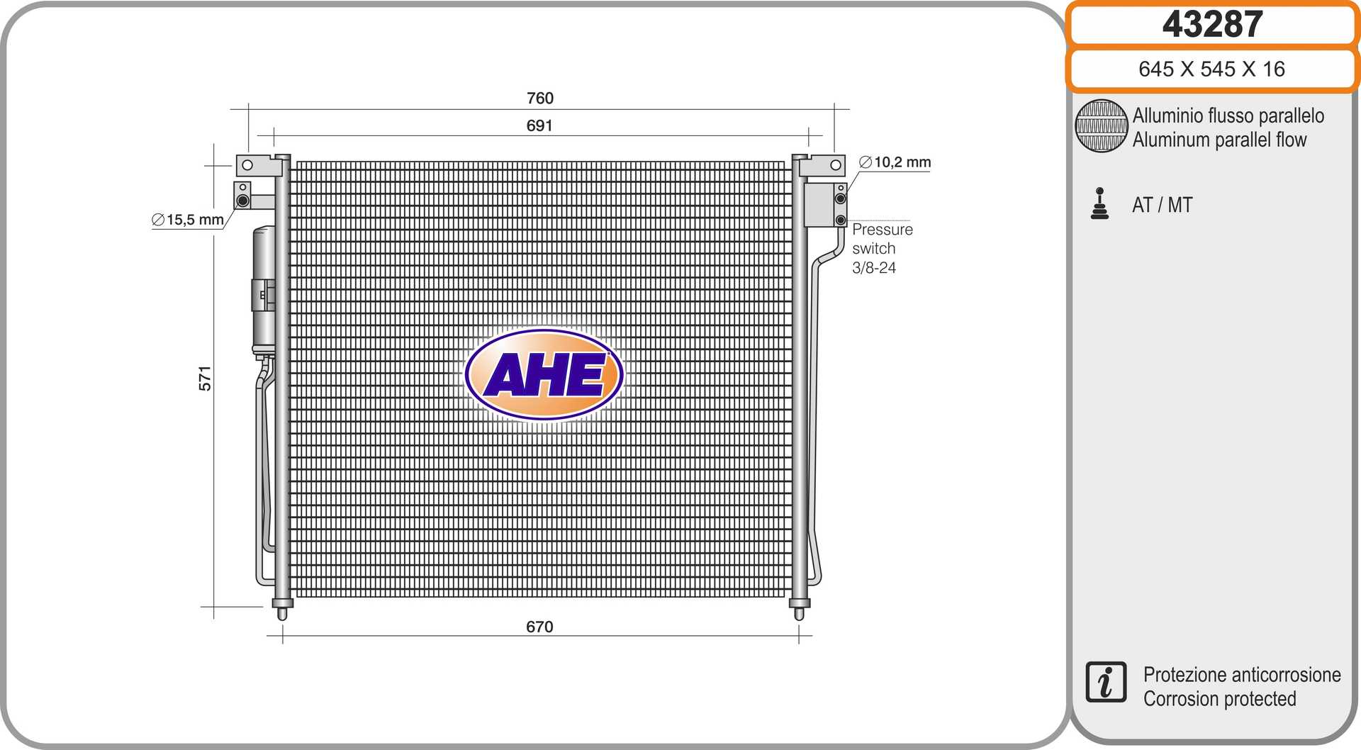 AHE 43287 Condensatore,...