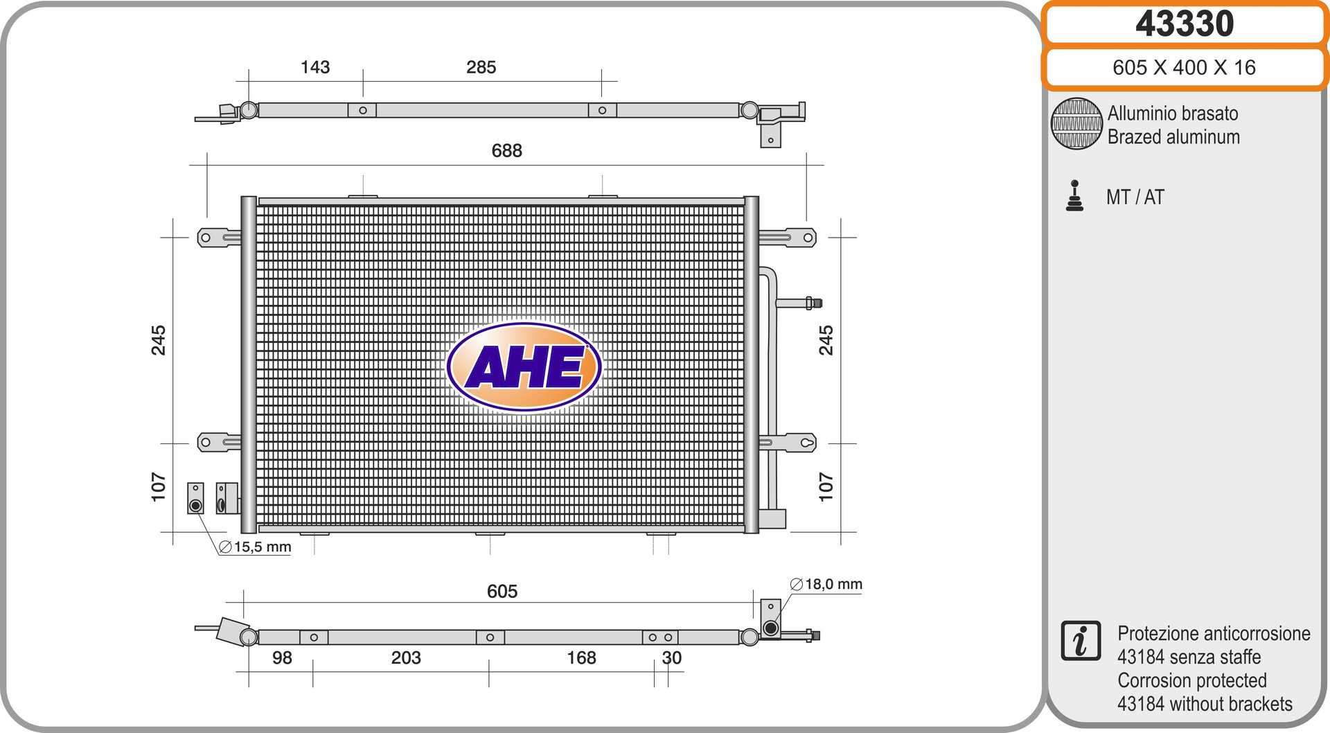 AHE 43330 Condensatore,...
