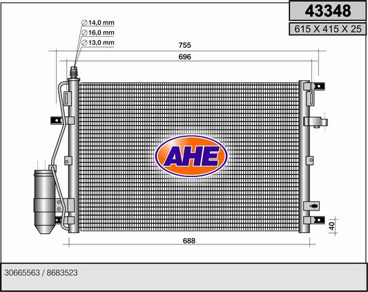 AHE 43348 Condensatore,...