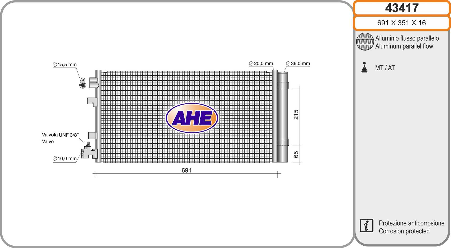 AHE 43417 Condensatore,...