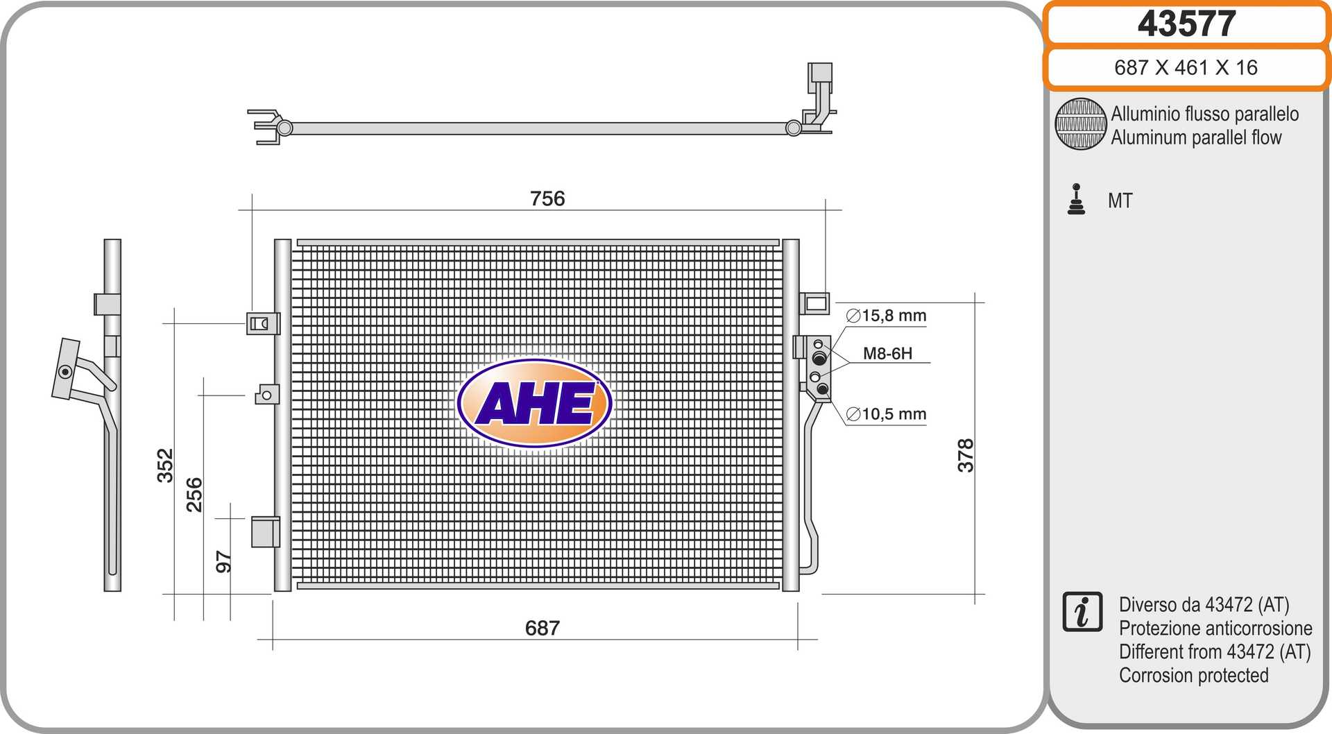 AHE 43577 Condensatore,...