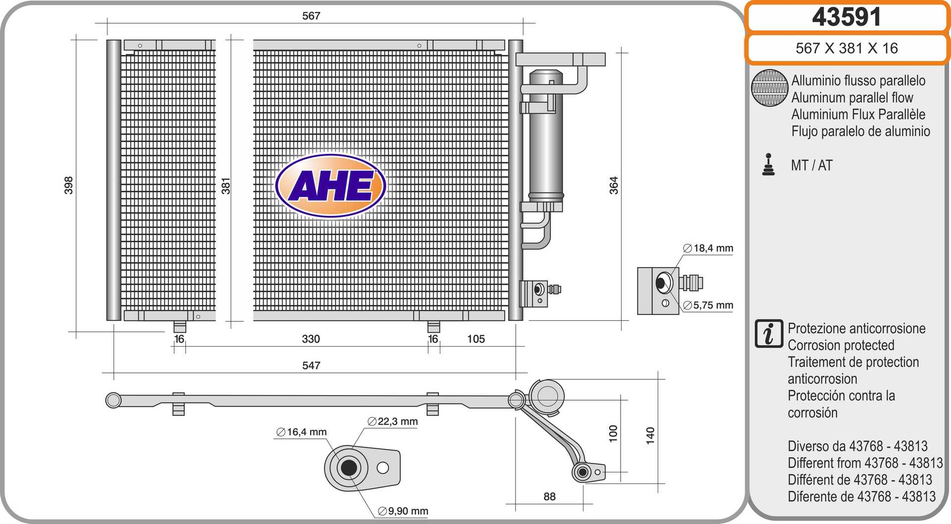 AHE 43591 Condensatore,...