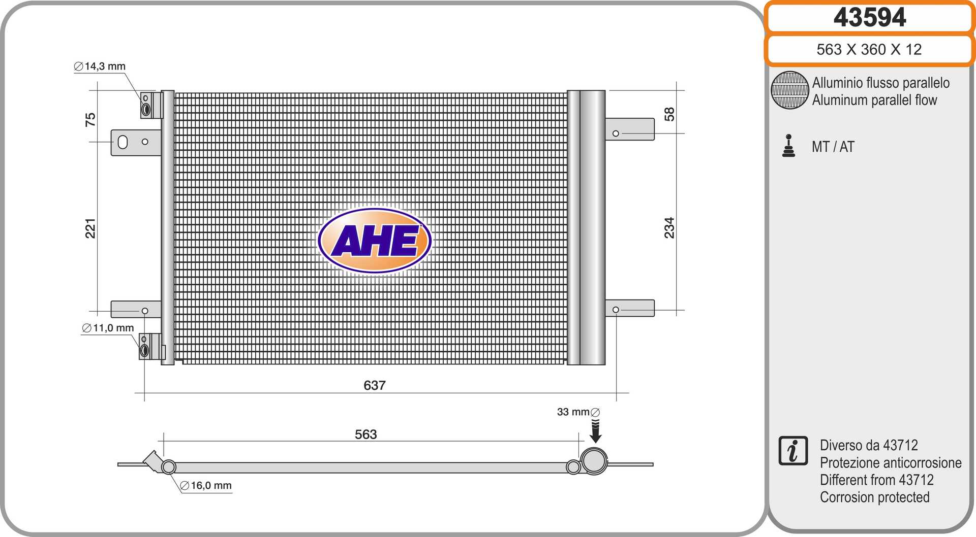 AHE 43594 Condensatore,...