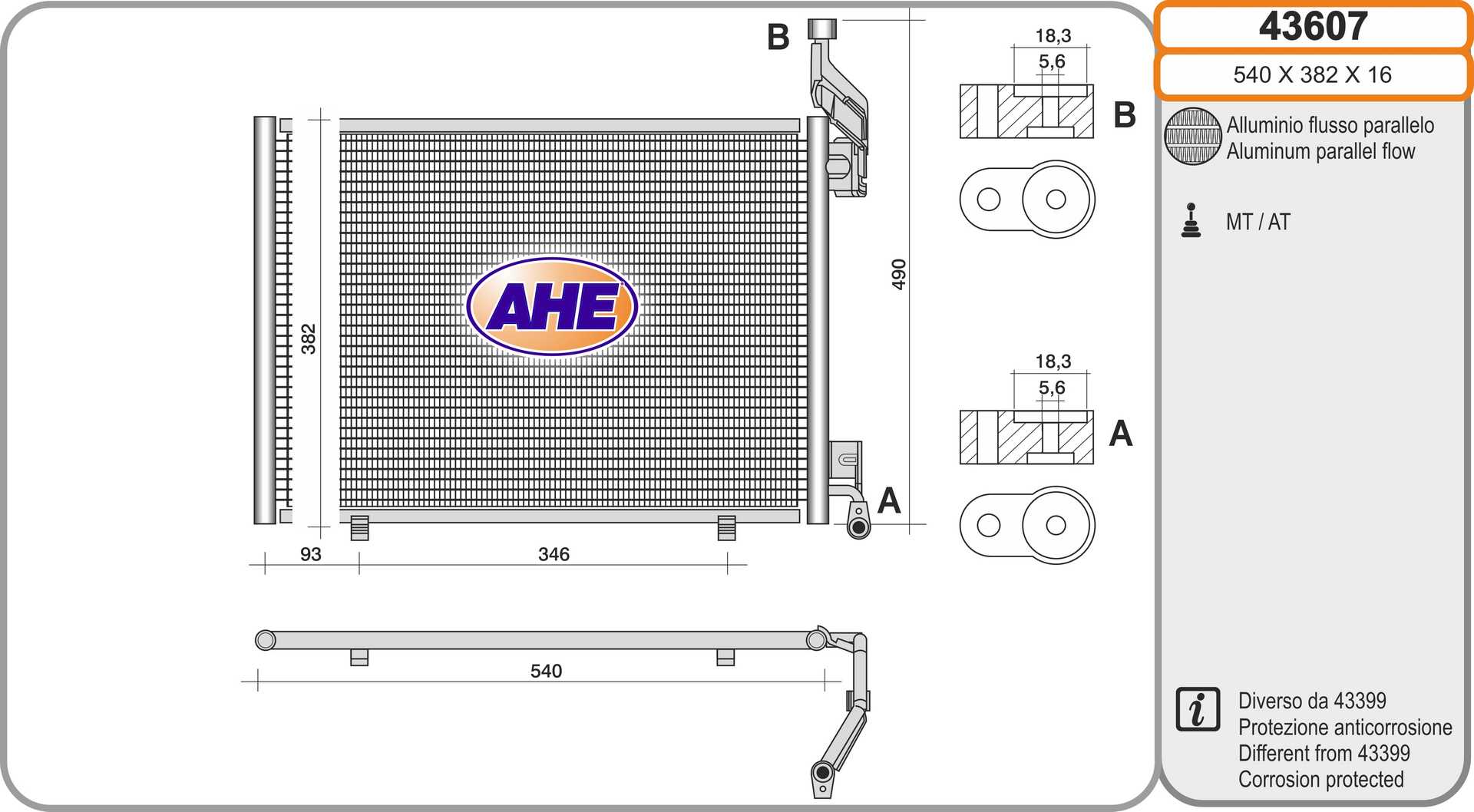 AHE 43607 Condensatore,...