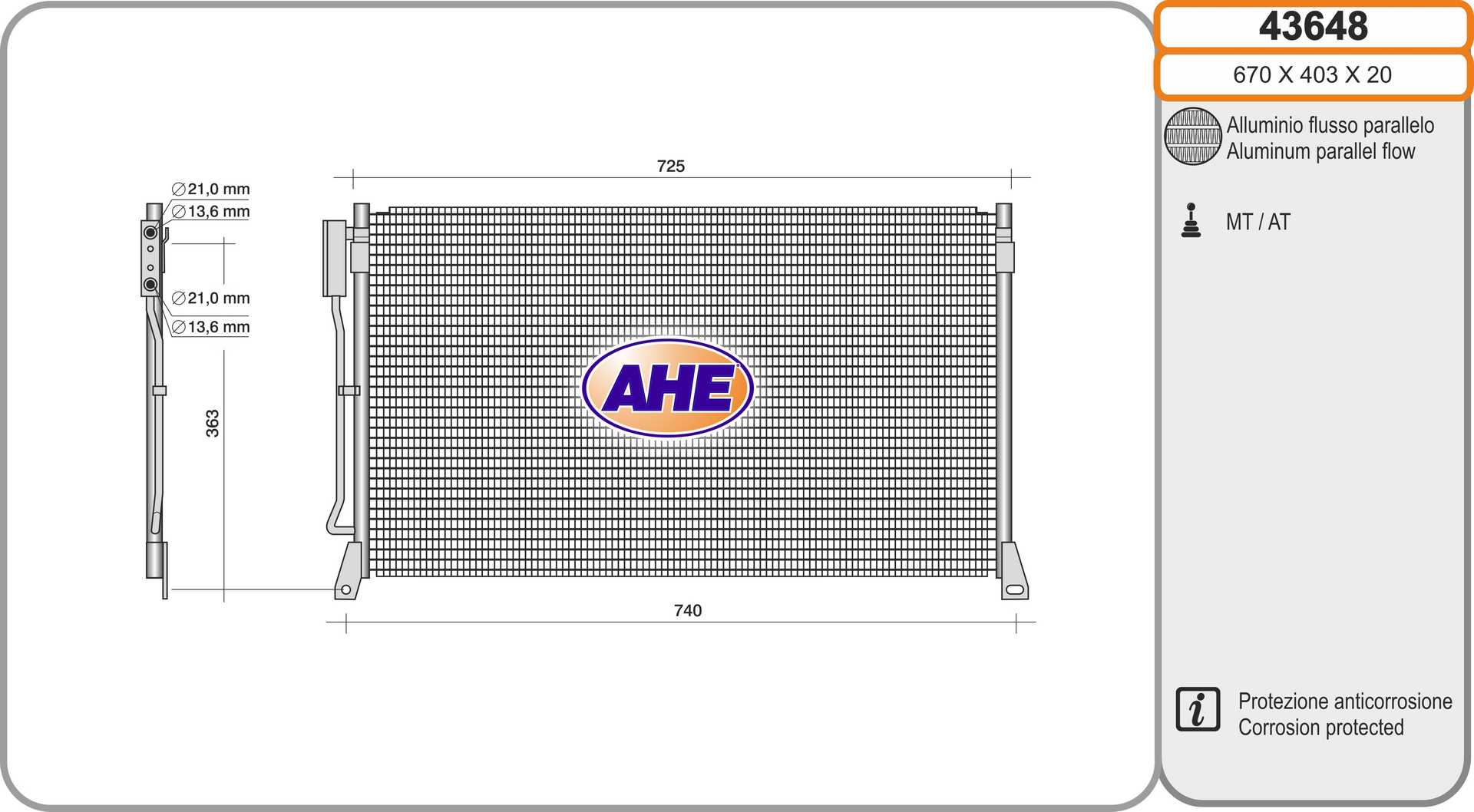 AHE 43648 Condensatore,...
