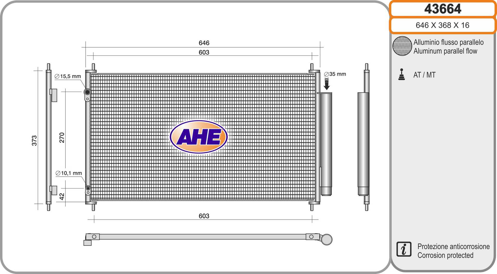 AHE 43664 Condensatore,...