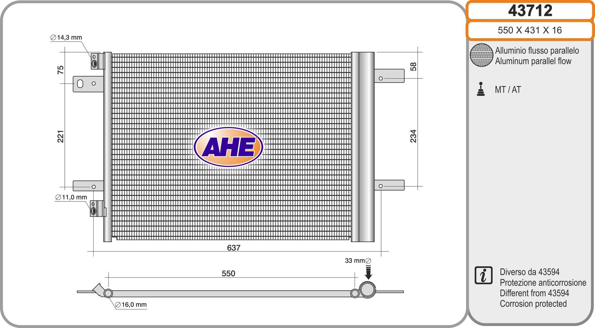 AHE 43712 Condensatore,...