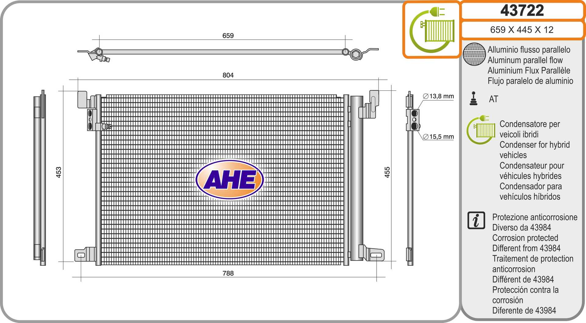 AHE 43722 Condensatore,...