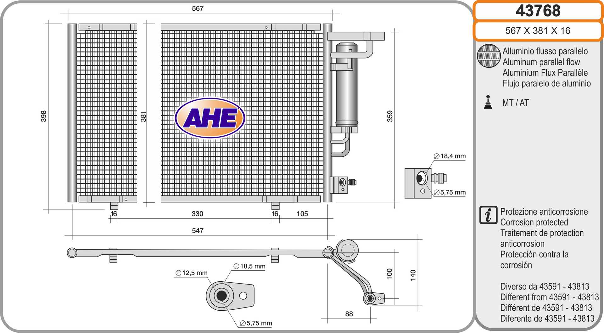 AHE 43768 Condensatore,...