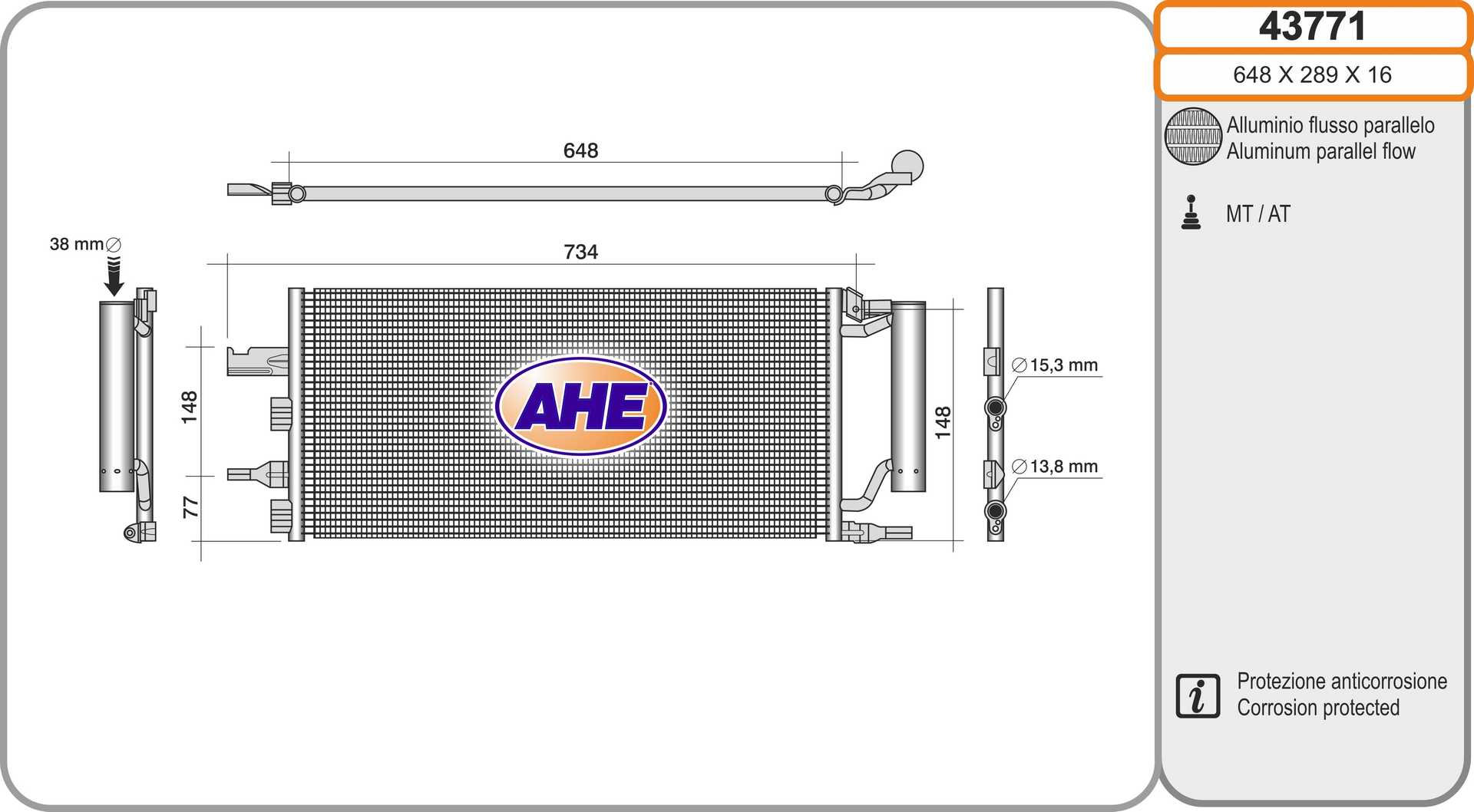 AHE 43771 Condensatore,...