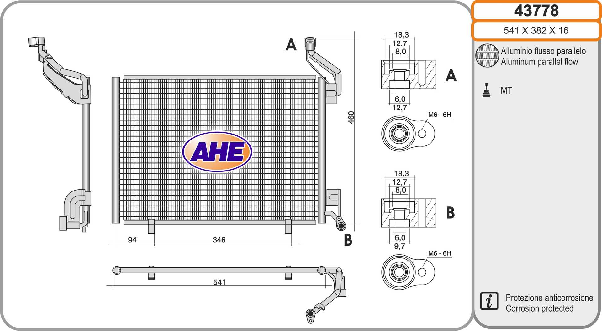 AHE 43778 Condensatore,...