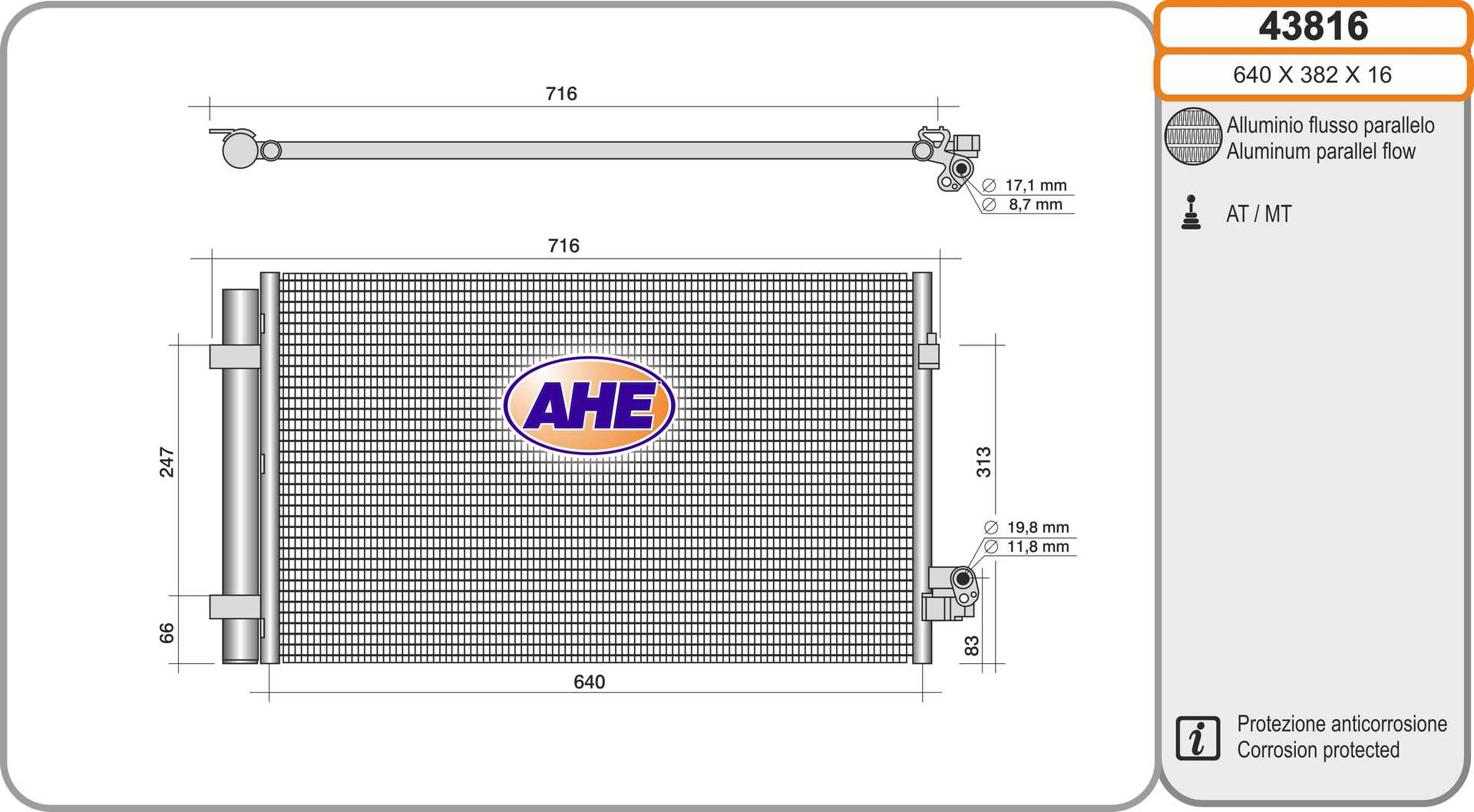 AHE 43816 Condensatore,...