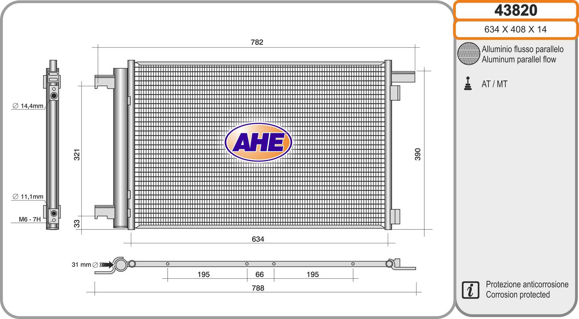 AHE 43820 Condensatore,...