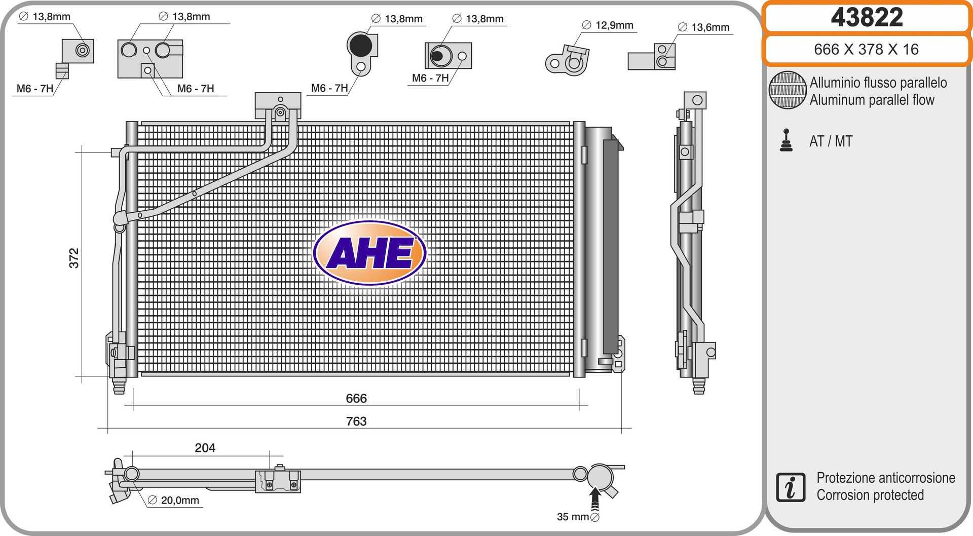 AHE 43822 Condensatore,...