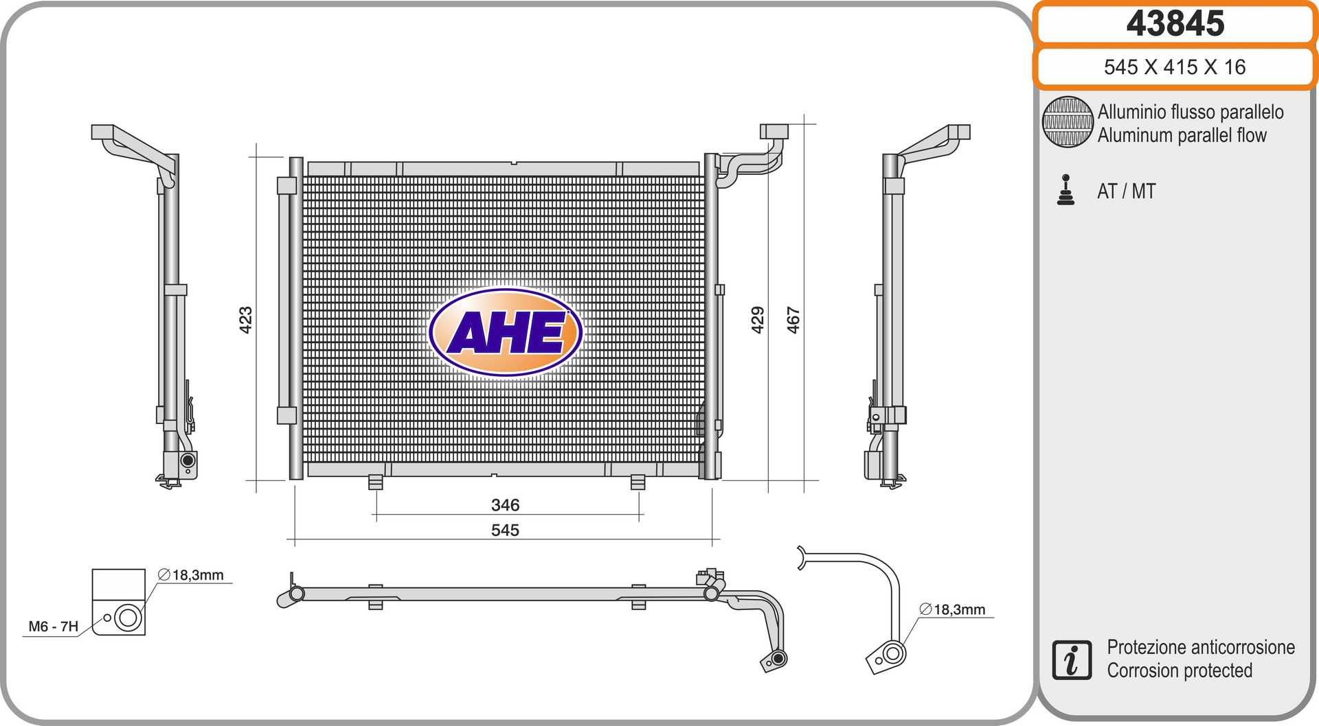 AHE 43845 Condensatore,...