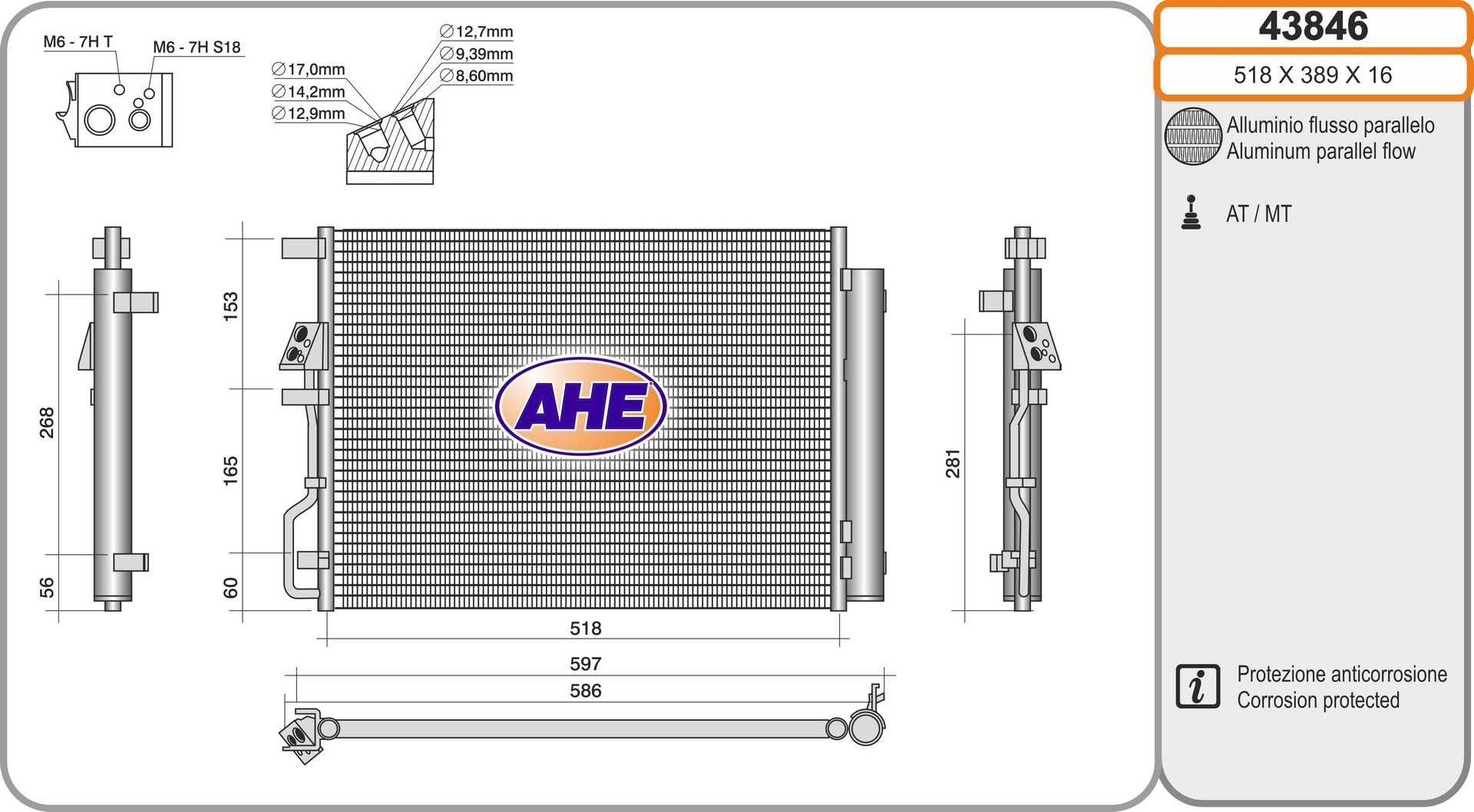 AHE 43846 Condensatore,...