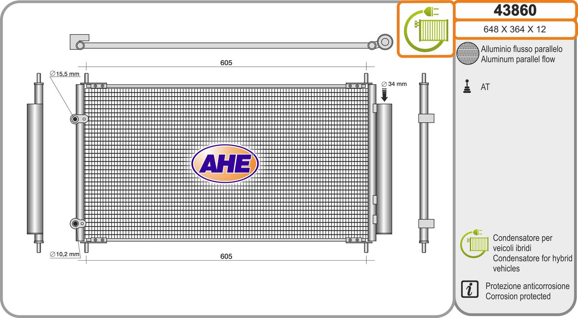 AHE 43860 Condensatore,...