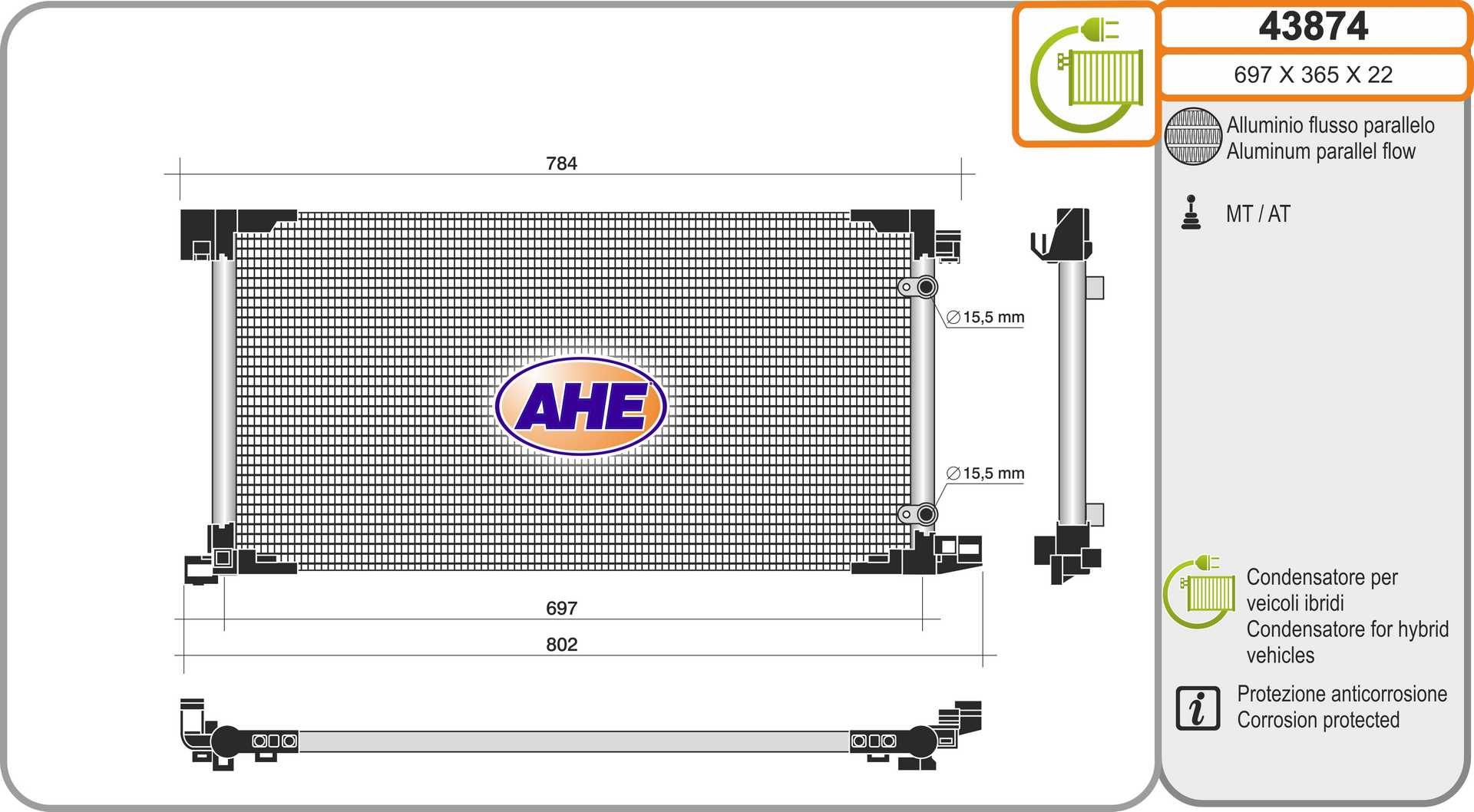 AHE 43874 Condensatore,...