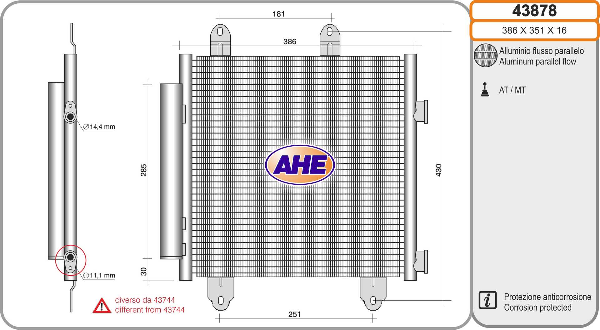 AHE 43878 Condensatore,...