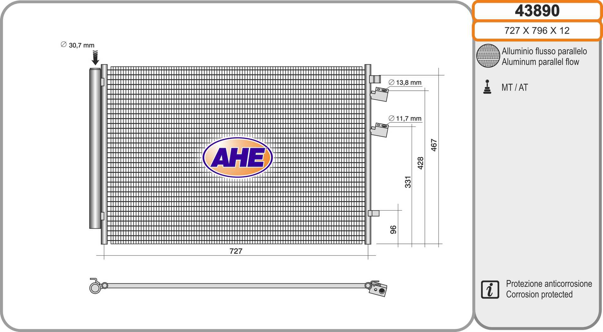 AHE 43890 Condensatore,...
