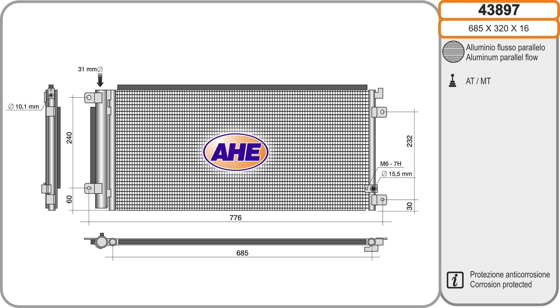 AHE 43897 Condensatore,...
