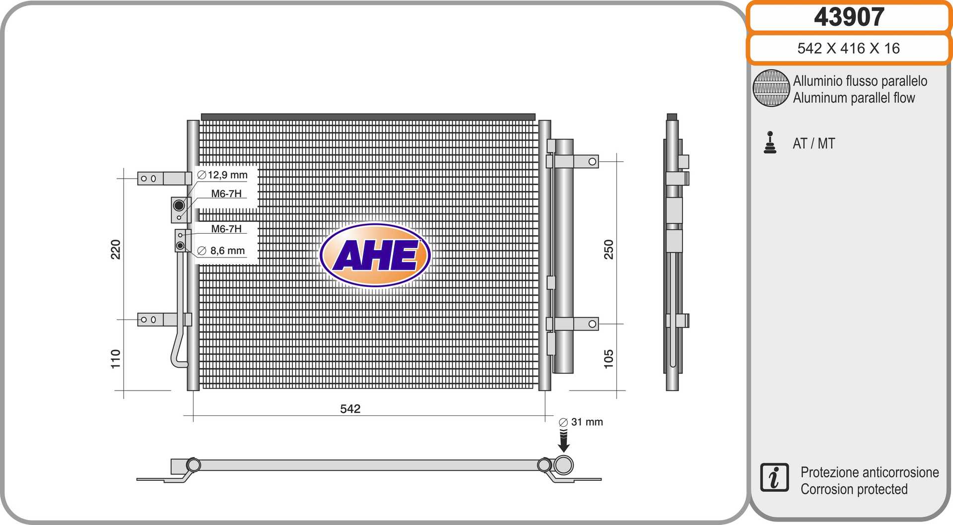 AHE 43907 Condensatore,...