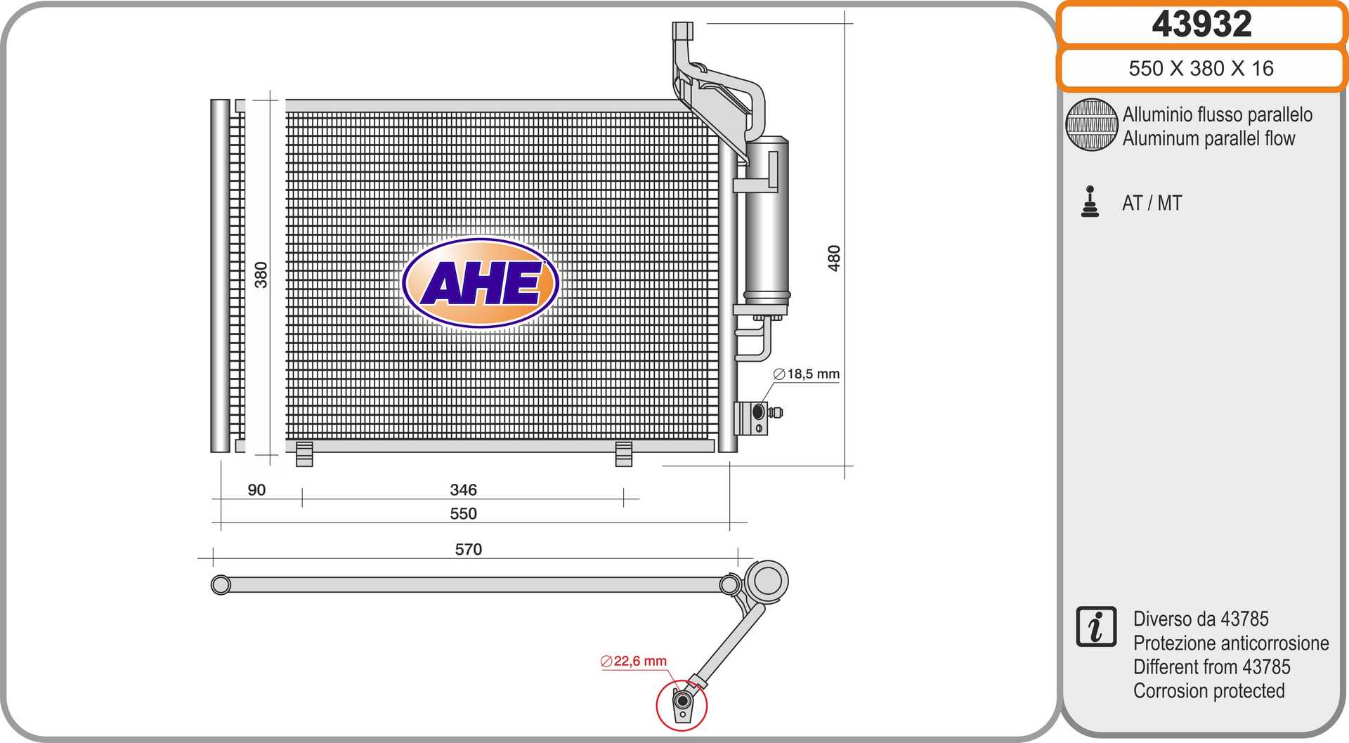 AHE 43932 Condensatore,...