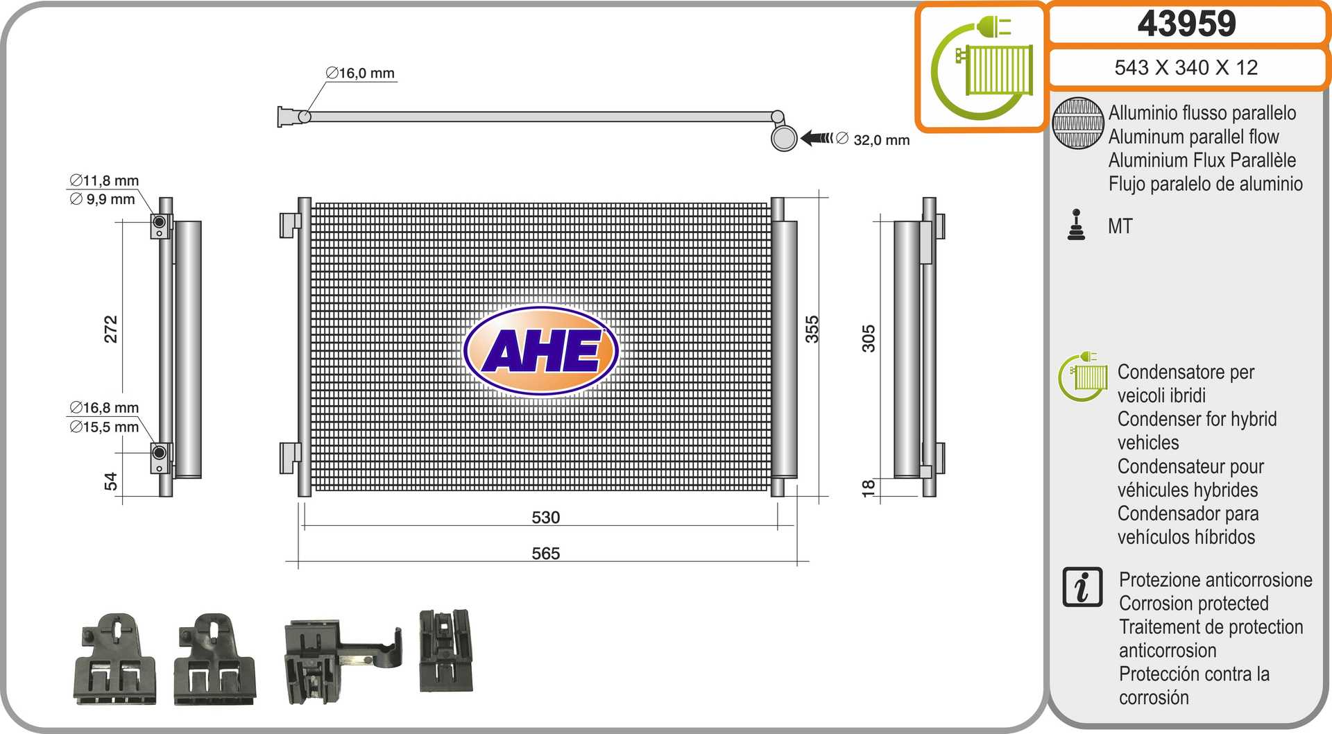 AHE 43959 Condensatore,...