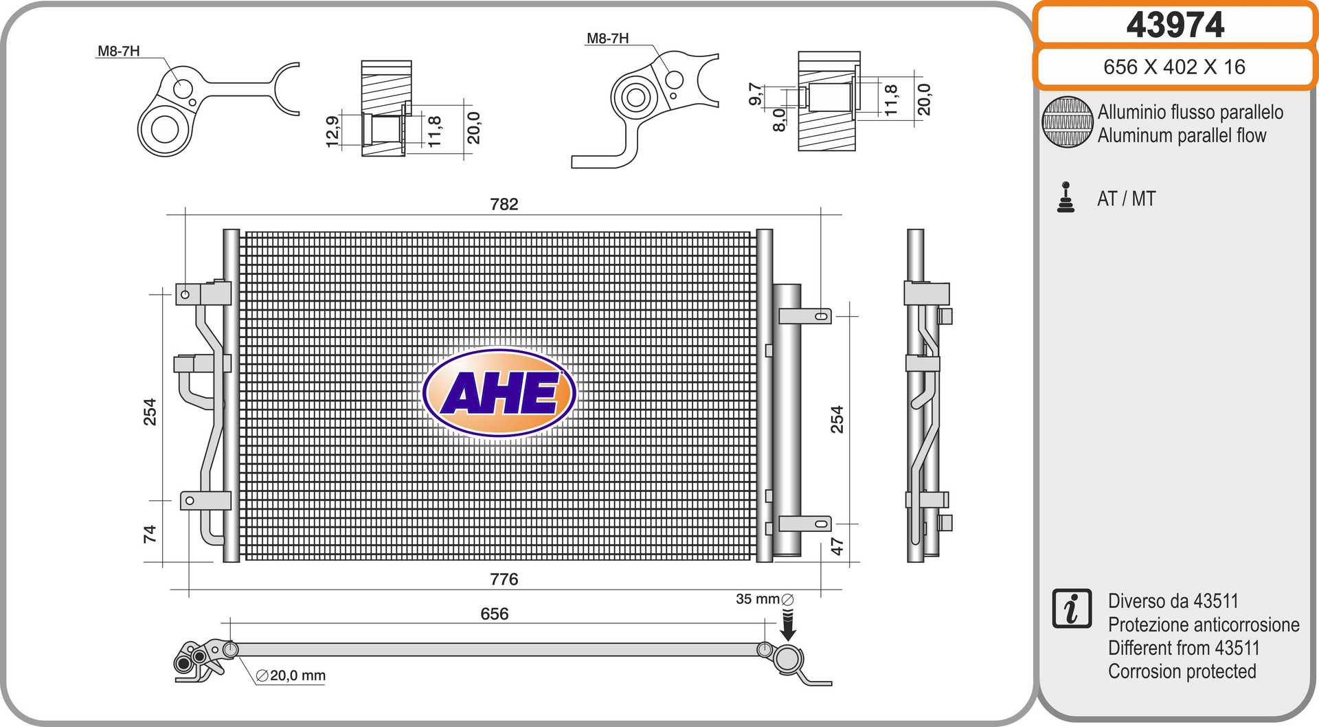 AHE 43974 Condensatore,...