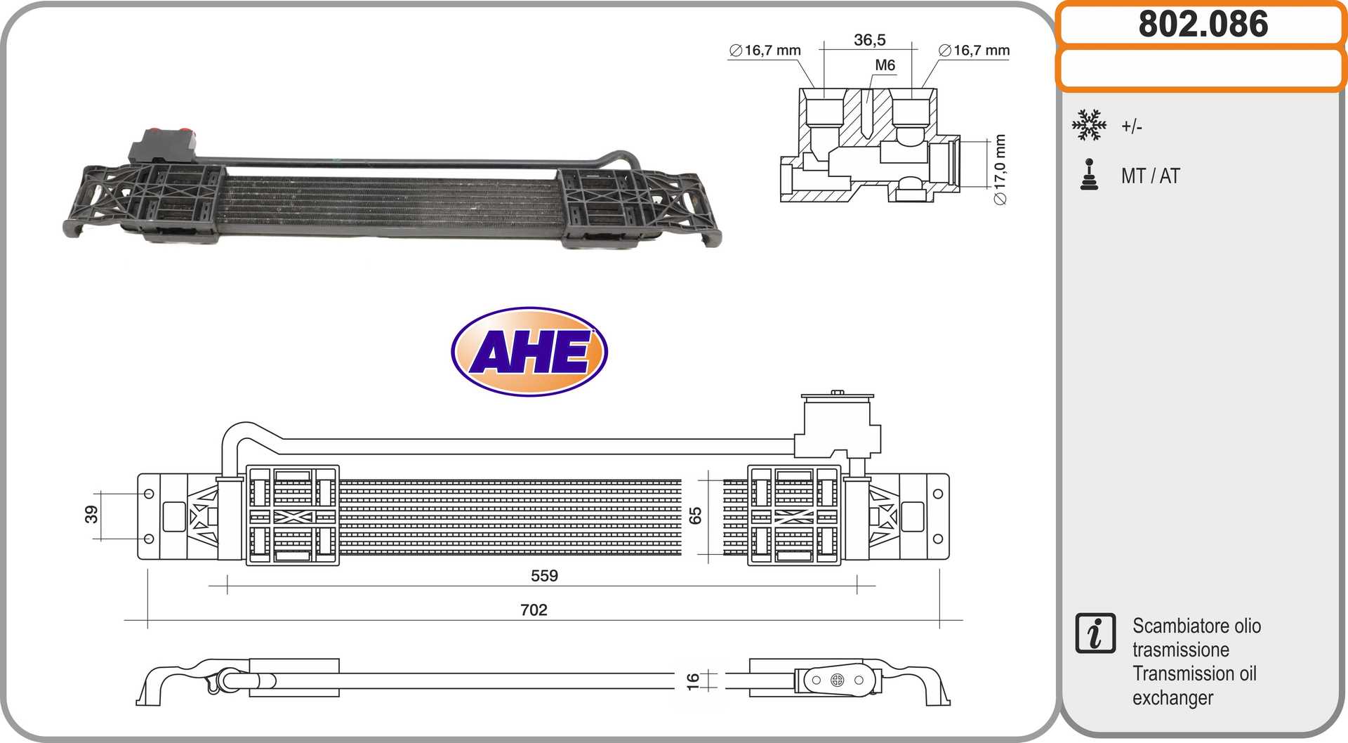 AHE 802.086 Radiatore olio,...