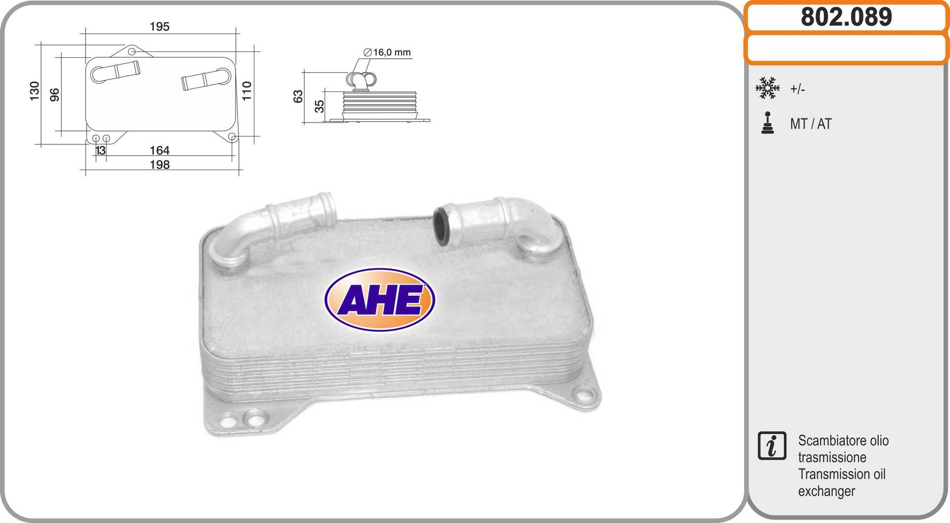 AHE 802.089 Radiatore olio,...