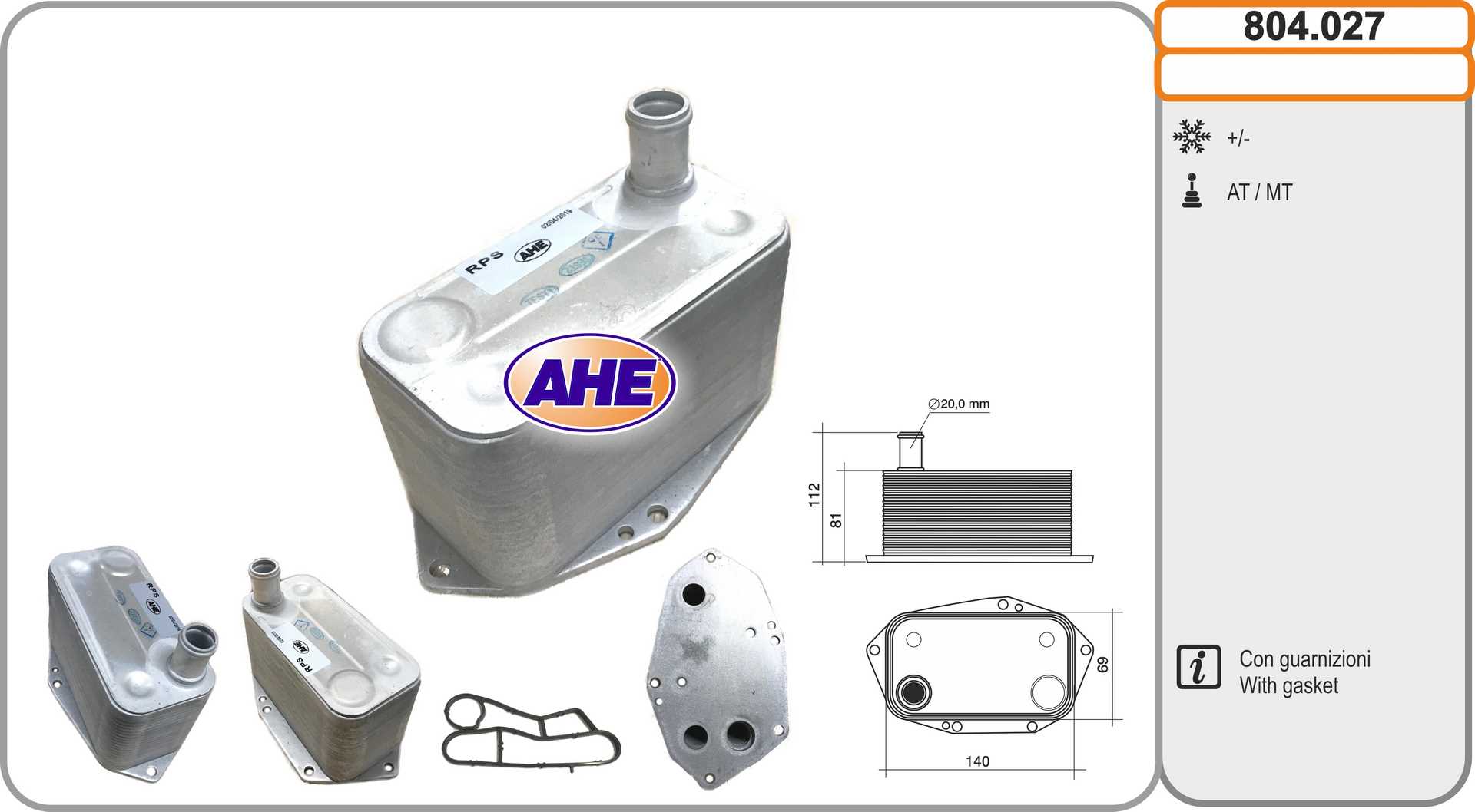 AHE 804.027 Radiatore olio,...