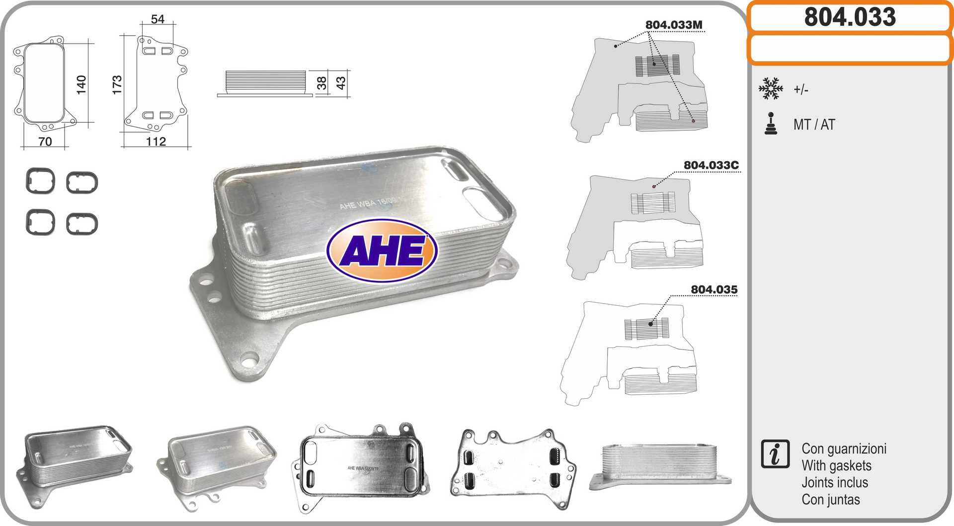 AHE 804.033 Radiatore olio,...