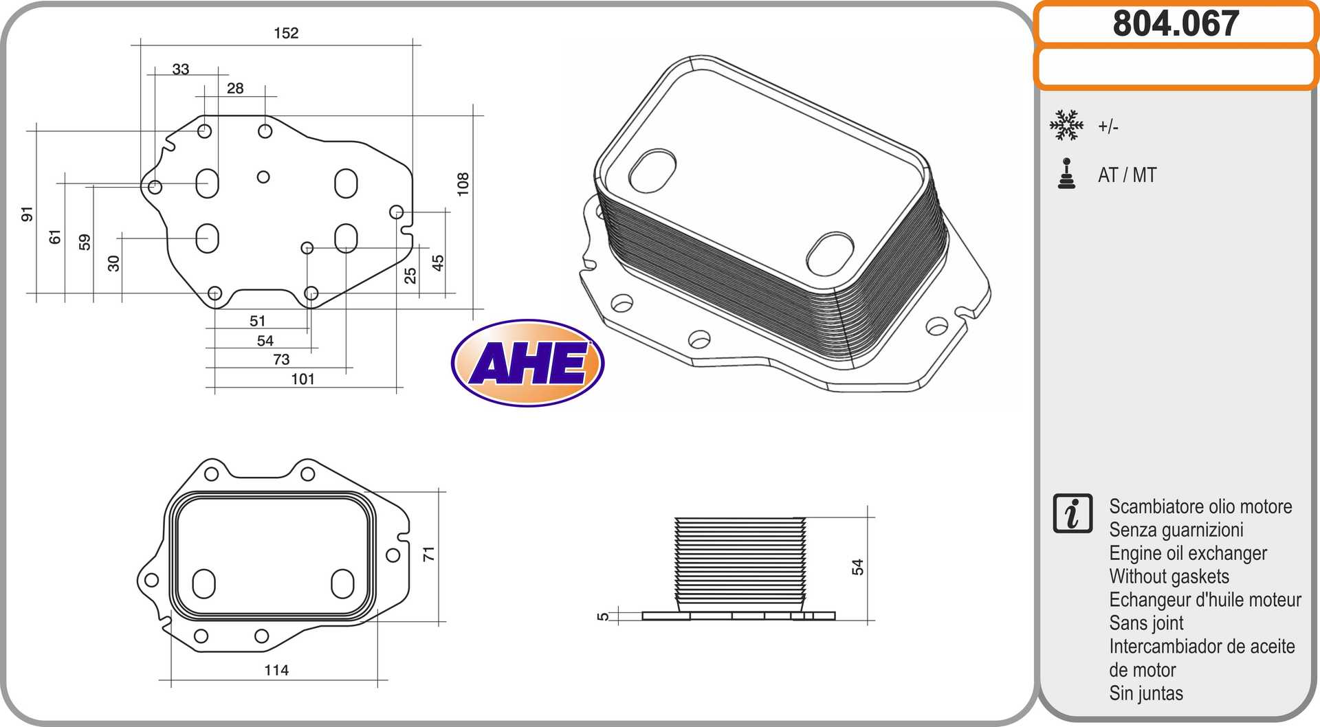 AHE 804.067 Radiatore olio,...
