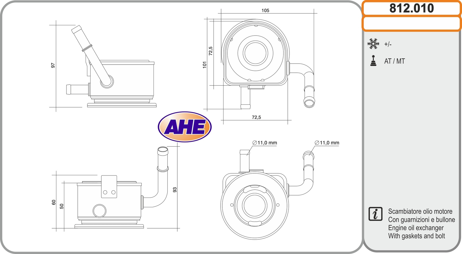 AHE 812.010 Radiatore olio,...