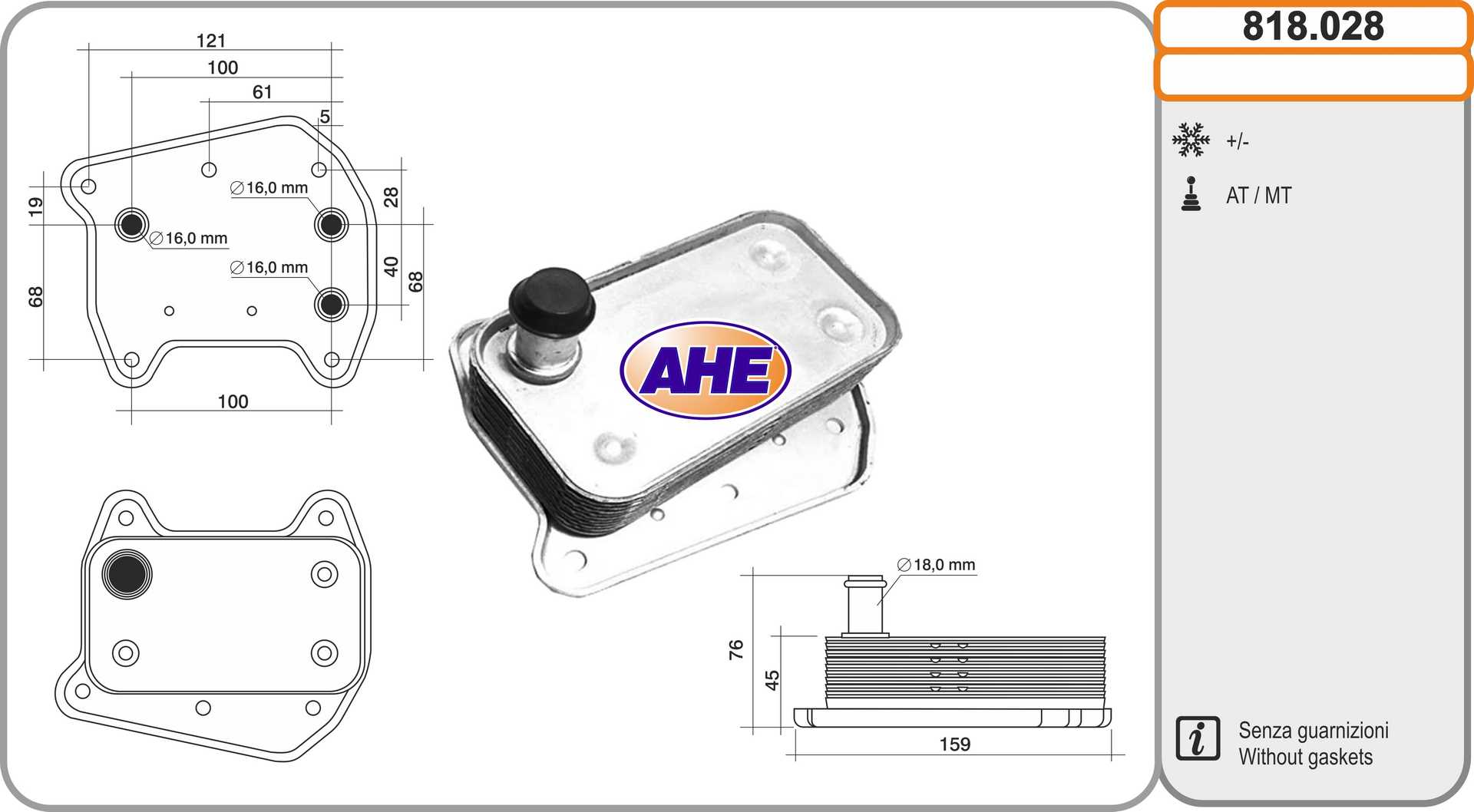 AHE 818.028 Radiatore olio,...