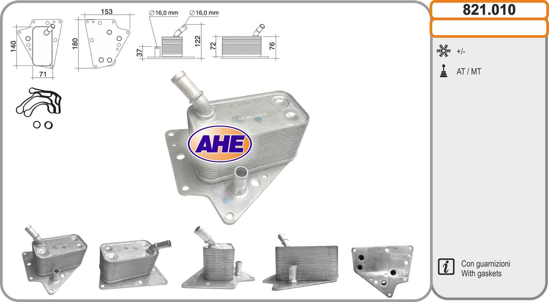 AHE 821.010 Radiatore olio,...