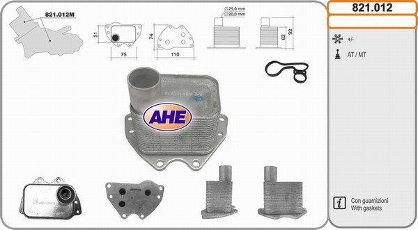 AHE 821.012 Radiatore olio,...