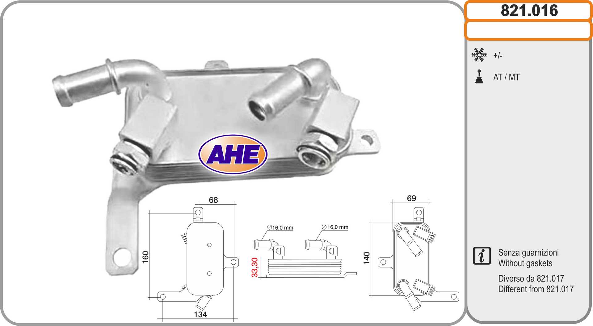 AHE 821.016 Radiatore olio,...