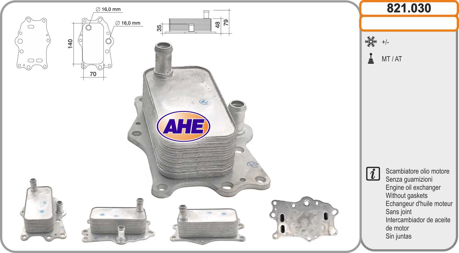 AHE 821.030 Radiatore olio,...