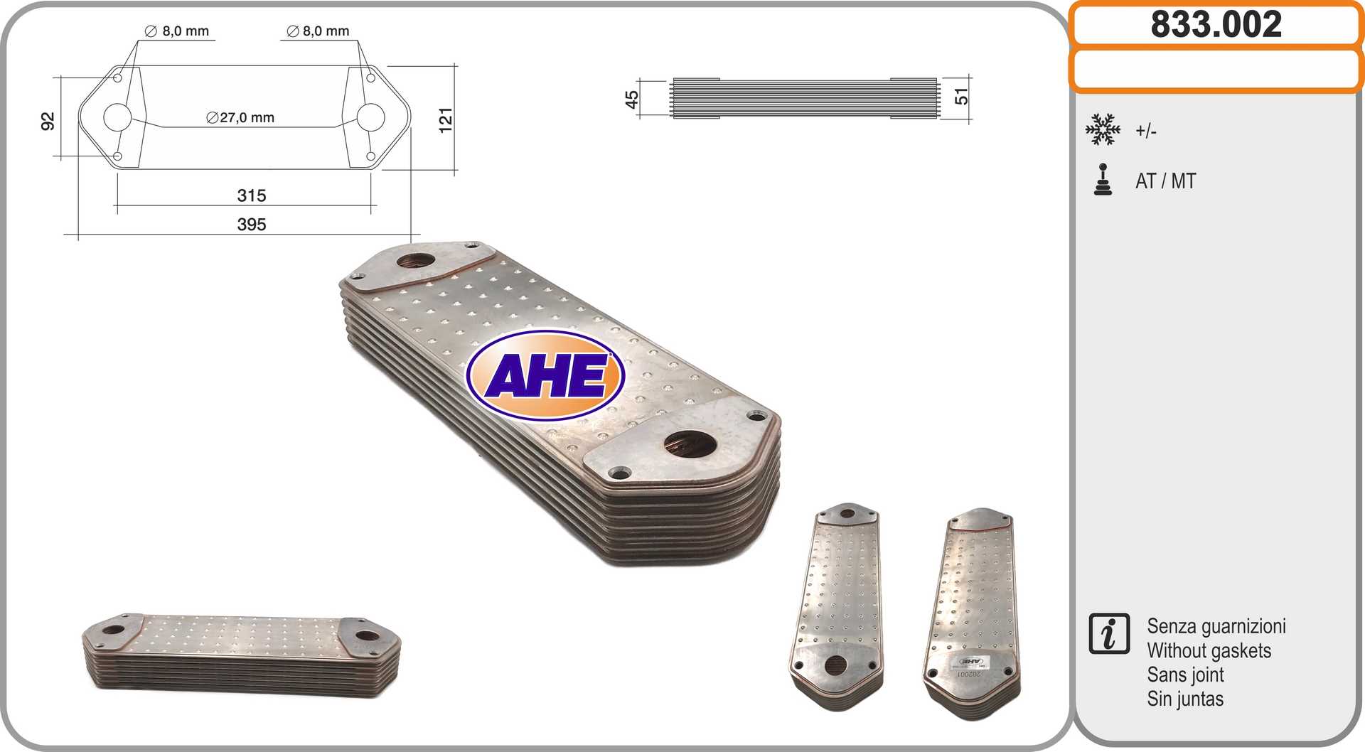 AHE 833.002 Radiatore olio,...