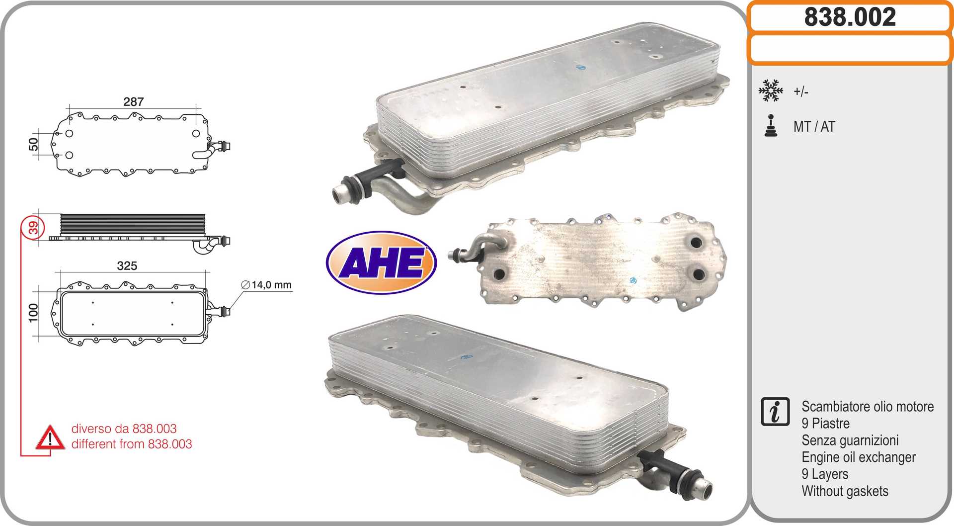 AHE 838.002 Radiatore olio,...
