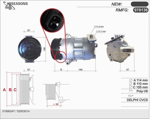 AHE 970136 Compressore,...
